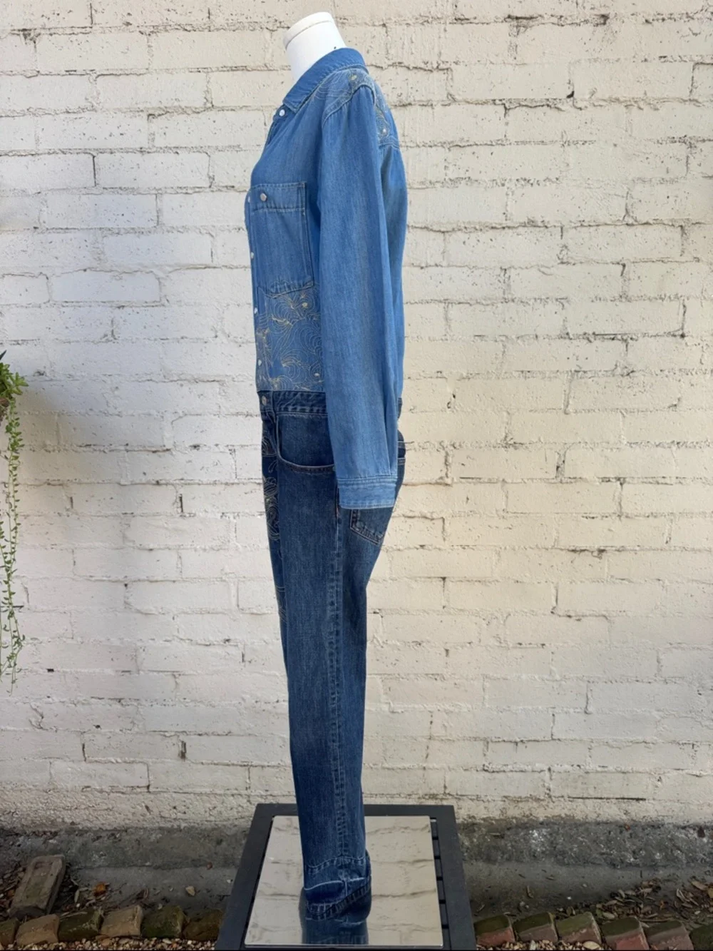 Isabel Marant Imane Embroidered Denim Jumpsuit Size FR 34 (US 2) - Picture 8 of 16